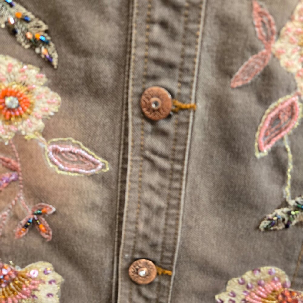 Christine Phillipe Elaborate Floral Embellished Denim Jacket - Picture 12 of 15
